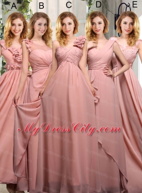 2015 Empire Appliques Ruching Scoop Bridesmaid Dresses