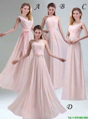 2015 Most Popular Light Pink Empire Prom Dress with Bowknot   Belt