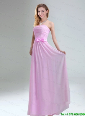 2015 Most Popular Light Pink Empire Prom Dress with Bowknot   Belt