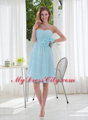 2015 Sweetheart Bridesmaid Dress with Ruching and Hand Made Flowers