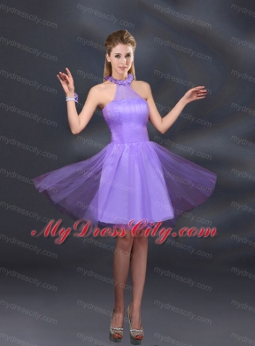 Beautiful Lilac A Line Appliques Bridesmaid Dresses with Halter