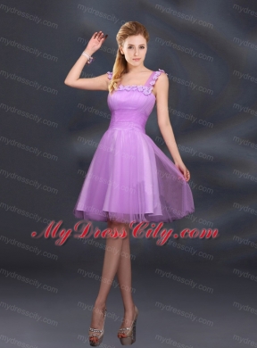 Elegant A Line Straps Lilac Bridesmaid Dresses with Appliques