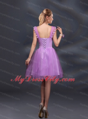 Elegant A Line Straps Lilac Bridesmaid Dresses with Appliques