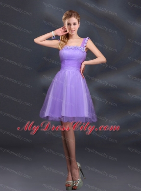 Elegant A Line Straps Lilac Bridesmaid Dresses with Appliques