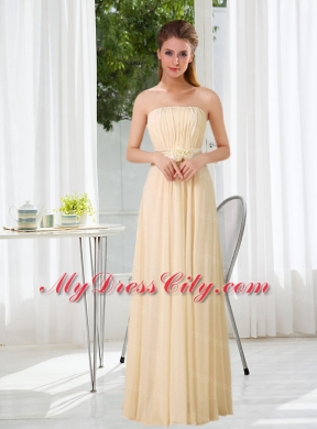 Empire Ruching 2015 Floor Length Bridesmaid Dress