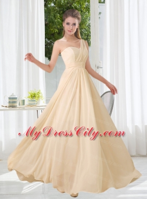 Empire Ruching 2015 Floor Length Bridesmaid Dress