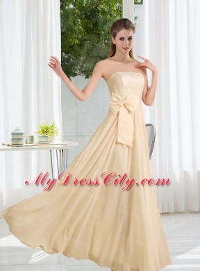 Empire Ruching 2015 Floor Length Bridesmaid Dress