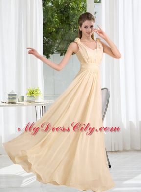 Empire Ruching 2015 Floor Length Bridesmaid Dress