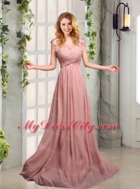 Empire Ruching 2015 Sturning Bridesmaid Dresses in Peach