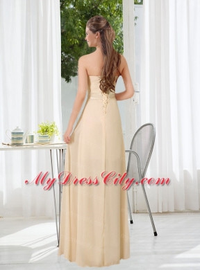 Empire Strapless Ruching and Belt Bridesmaid Dress with Floor Length