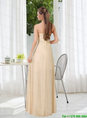 Empire Strapless Ruching and Belt Prom Dress with Floor Length