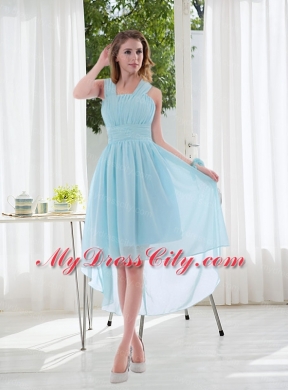 Halter Ruching 2015 Natural Chiffon Bridesmaid Dress