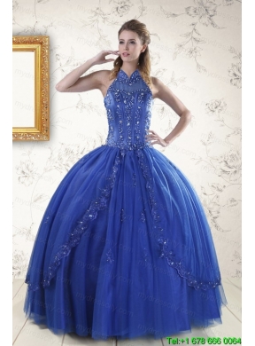 Luxurious Royal Blue Sweet 15 Dresses with Appliques and Beading for 2015