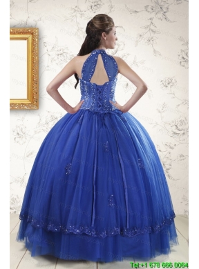 Luxurious Royal Blue Sweet 15 Dresses with Appliques and Beading for 2015