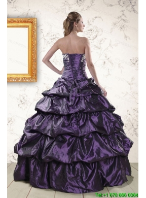 Modern Sweetheart Purple Sweet 15 Dresses with Appliques for 2015