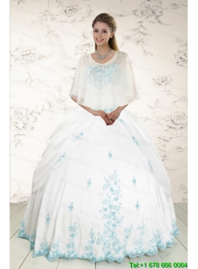 Modest Appliques 2015 Quinceanera Dresses in White