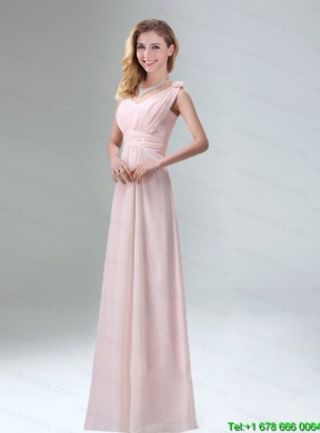 Most Beautiful Chiffon Light Pink Empire Prom Dress with Ruching