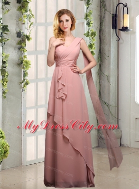 One Shoulder Empire 2015 Bridesmaid Dresses with Ruching