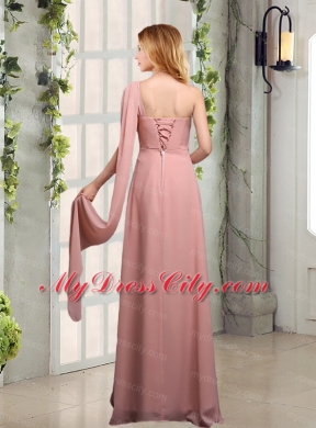 One Shoulder Empire 2015 Bridesmaid Dresses with Ruching