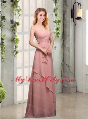 One Shoulder Empire 2015 Bridesmaid Dresses with Ruching