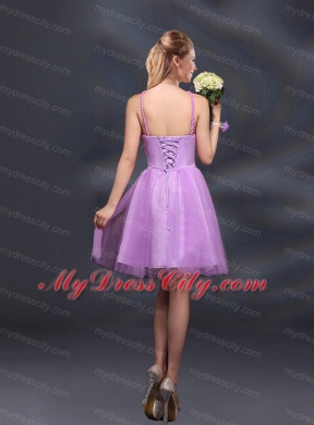 Pretty Halter A Line Bridesmaid Dresses with Hand Made Flowers