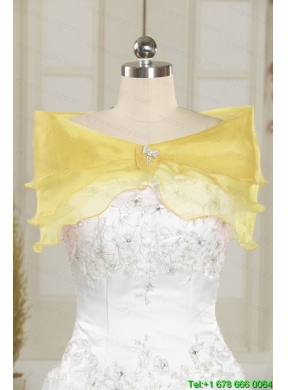 Romantic Yellow Sequined Quinceanera Dress with Strapless