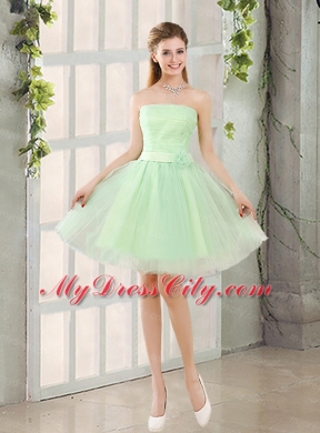 Ruching Organza A Line Mini Length Bridesmaid Dress with Lace Up