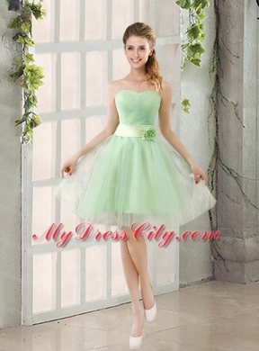 Ruching Organza A Line Mini Length Bridesmaid Dress with Lace Up