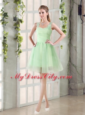 Ruching Organza A Line Mini Length Bridesmaid Dress with Lace Up