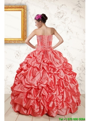 2015 Beautiful Sweetheart Beading Quinceanera Dresses in Watermelon