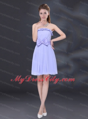 2015 Elegant Chiffon Lace Up Bridesmaid Dress in Lavender