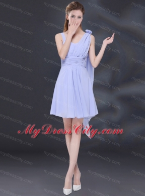 2015 Elegant Chiffon Lace Up Bridesmaid Dress in Lavender