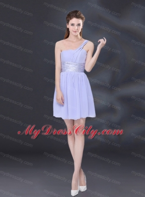 2015 Elegant Chiffon Lace Up Bridesmaid Dress in Lavender