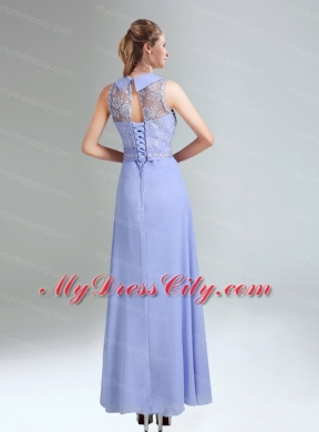 2015 Empire Lace Up Bridesmaid Dress Belt and Lace