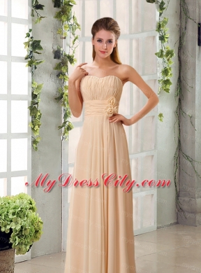 2015 Fashionable Champagne Ruching Chiffon Bridesmaid Dresses