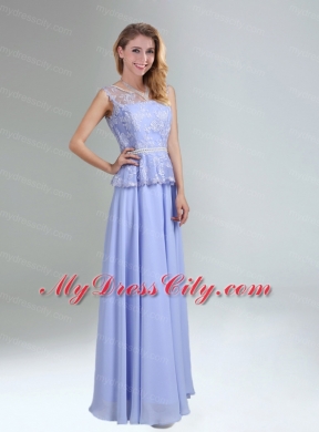 2015 Modest Belt Empire Bridesmaid Dress in Lavender