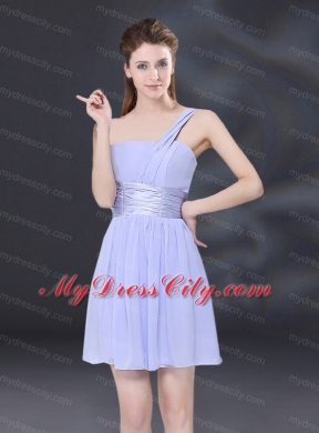 2015 Ruching and Belt Chiffon Bridesmaid Dress in Lavender