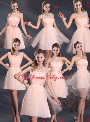 2015 Sweet Belt Mini Length Bridesmaid Dresses with V Neck