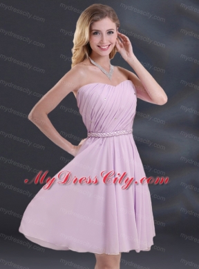 A Line Sweetheart Bridesmaid Dress with Ruhing and Belt