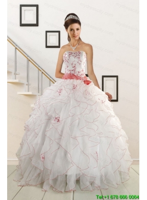 Appliques and Belt 2015 Brand New Quinceanera Dresses