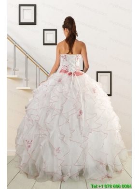 Appliques and Belt 2015 Brand New Quinceanera Dresses