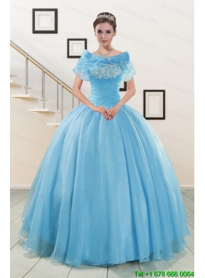 Aqua Blue Super Hot Puffy Sweet 16 Dresses for 2015