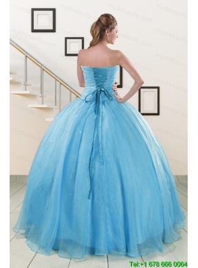 Aqua Blue Super Hot Puffy Sweet 16 Dresses for 2015