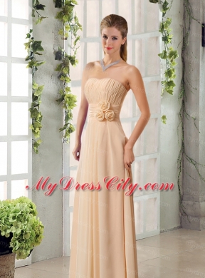 Champagne Ruching Chiffon Bridesmaid Dresses with Sweetheart