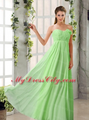 Empire V Neck Ruching Chiffon Bridesmaid Dresses with Cap Sleeves