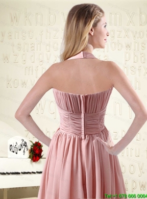 Halter Ruching and Handmade Flowers Empire Chiffon Discount Mother Dresses