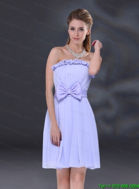 Lavender A Line Strapless Mother Dress with Bowknot