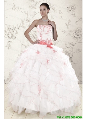 Most Popular White Quinceanera Dresses with Pink Appliques and Ruffles