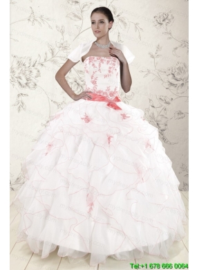 Most Popular White Quinceanera Dresses with Pink Appliques and Ruffles