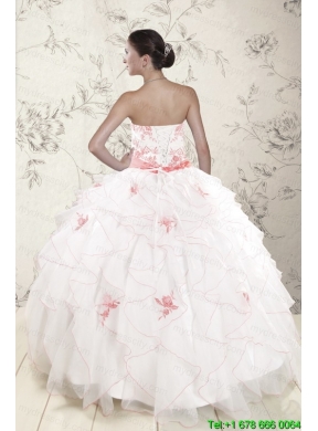 Most Popular White Quinceanera Dresses with Pink Appliques and Ruffles